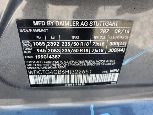 VIN WDCTG4GB6HJ322651 2017 Mercedes-Benz GLA-Class,... no.13