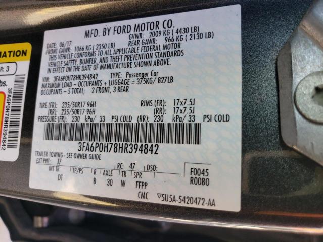 3FA6P0H78HR394842 | 2017 FORD FUSION SE