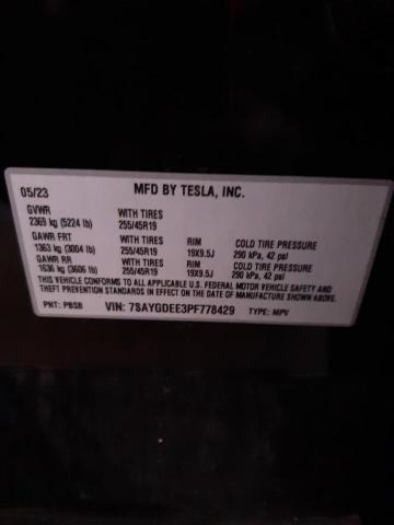 7SAYGDEE3PF778429 | 2023 Tesla model y