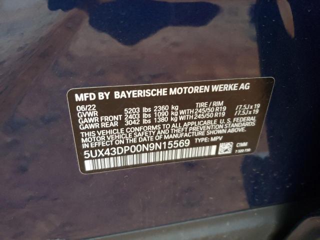 5UX43DP00N9N15569 2022 BMW X3, photo no. 12