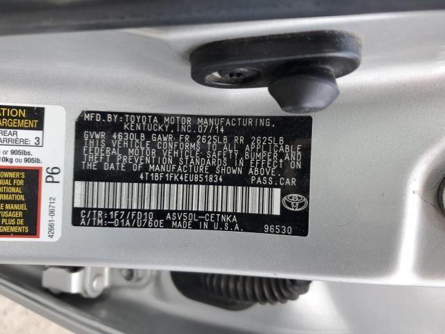 4T1BF1FK4EU851834 | 2014 TOYOTA CAMRY L