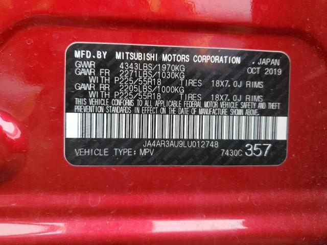 JA4AR3AU9LU012748 | 2020 MITSUBISHI OUTLANDER