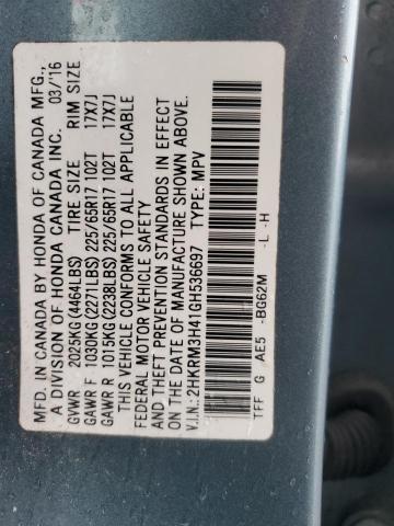 2HKRM3H41GH536697 | 2016 HONDA CR-V SE