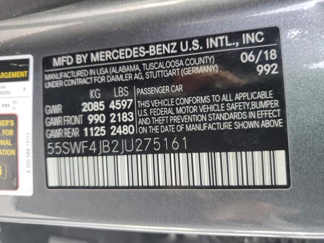 55SWF4JB2JU275161 2018 MERCEDES-BENZ C-CLASS, photo no. 12