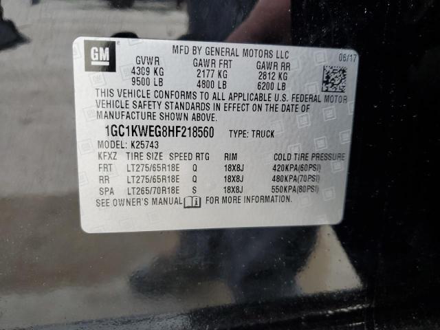 2017 CHEVROLET SILVRDO LT 1GC1KWEG8HF218560