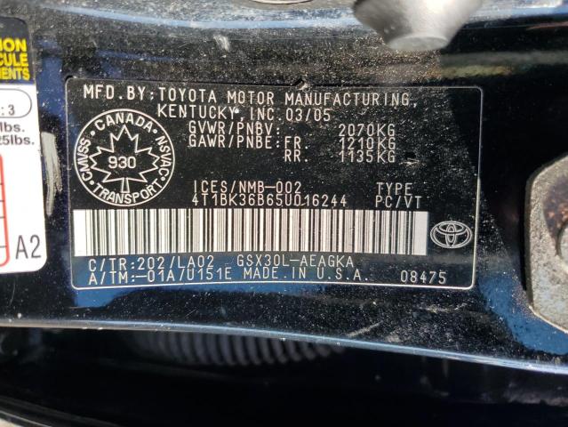 2005 Toyota Avalon Xl VIN: 4T1BK36B65U016244 Lot: 77144883