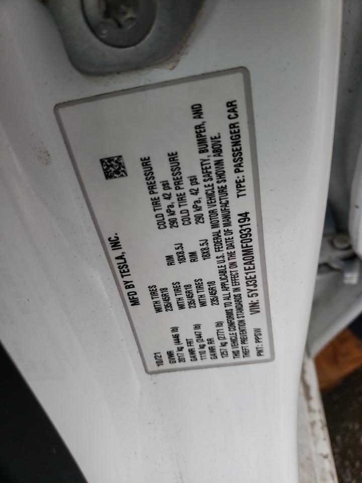 5YJ3E1EA0MF093194 2021 Tesla Model 3