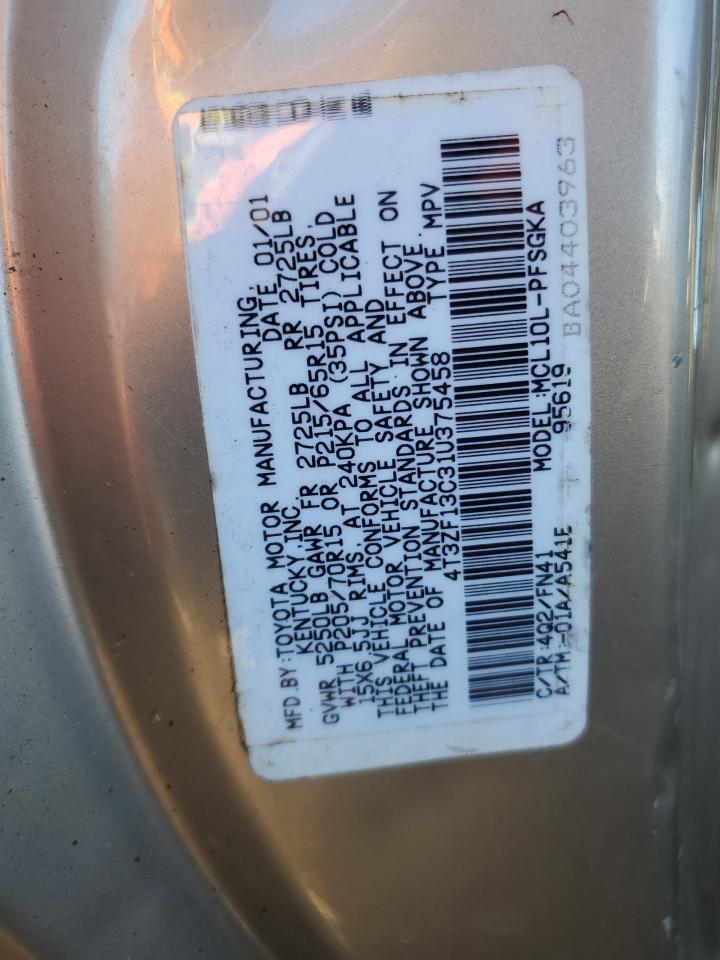 4t3zf13c31u375458 4T3ZF13C31U375458 2001 Toyota Sienna Le
