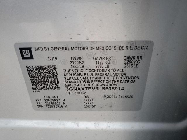 3GNAXTEV3LS608914 | 2020 Chevrolet equinox lt