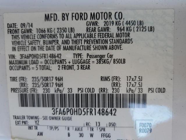 3FA6P0HD5FR148642 | 2015 FORD FUSION SE