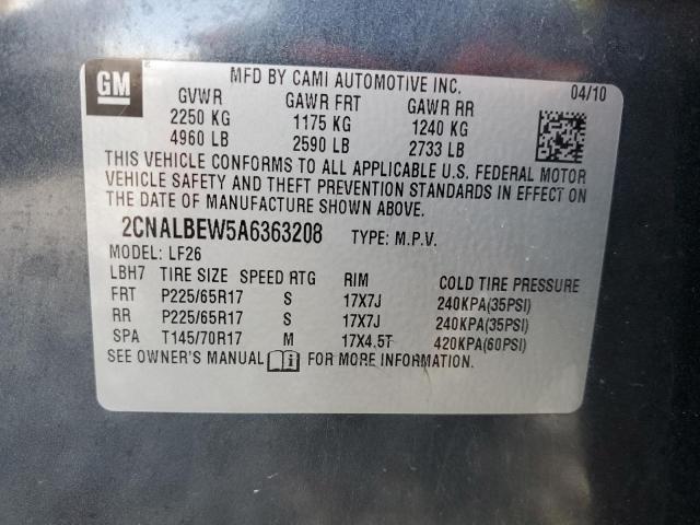 2CNALBEW5A6363208 | 2010 Chevrolet equinox ls