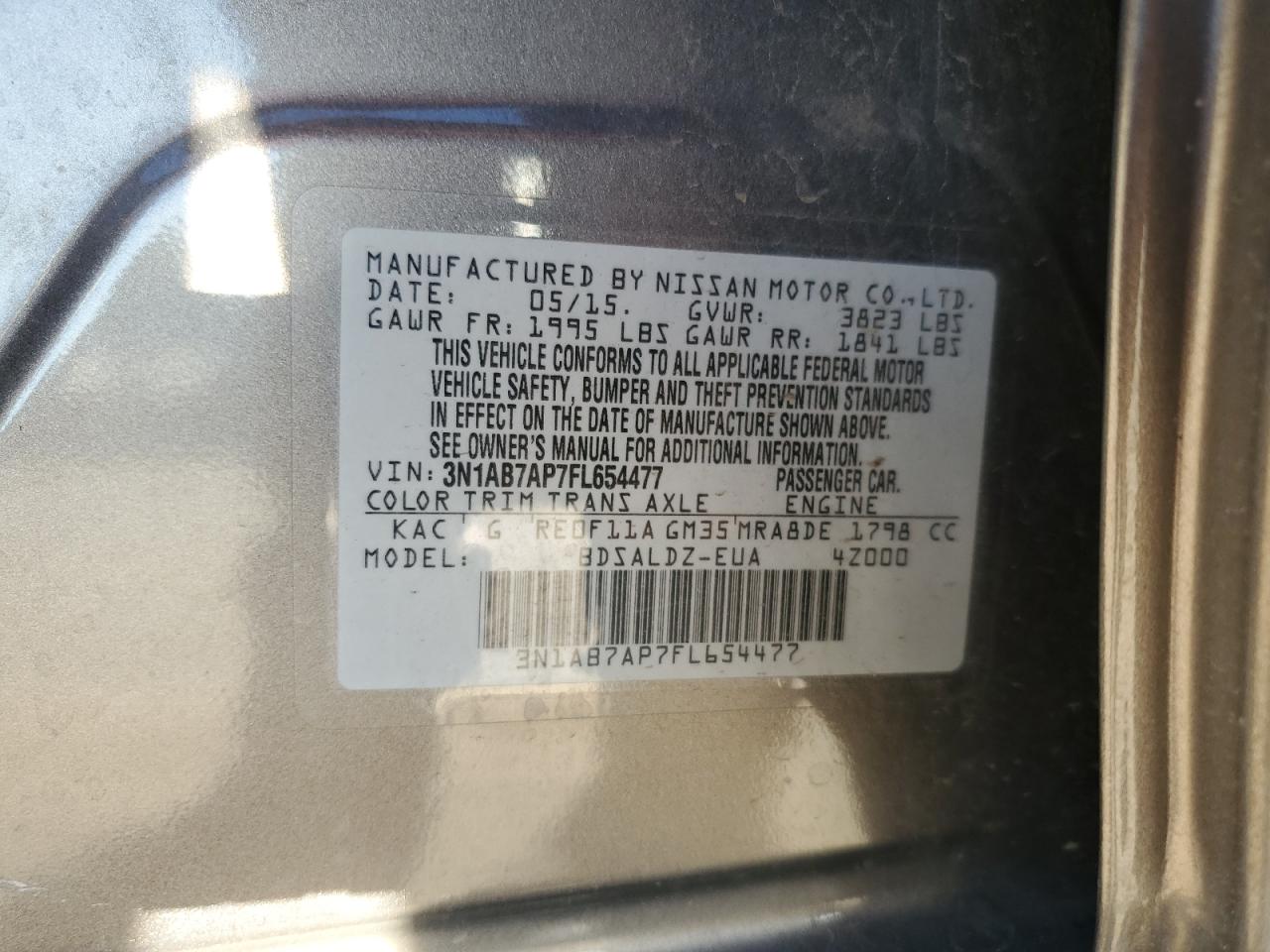 3N1AB7AP7FL654477 2015 Nissan Sentra S