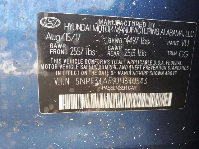 2018 HYUNDAI SONATA SPO 5NPE34AF9JH640543