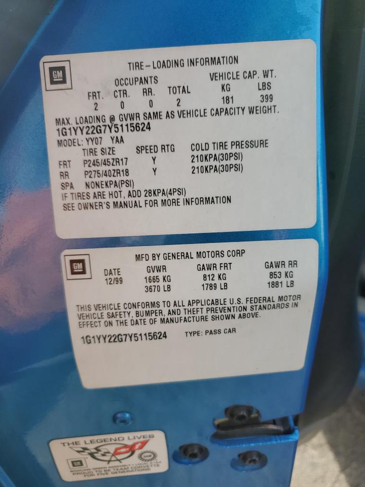 1G1YY22G7Y5115624 2000 Chevrolet Corvette