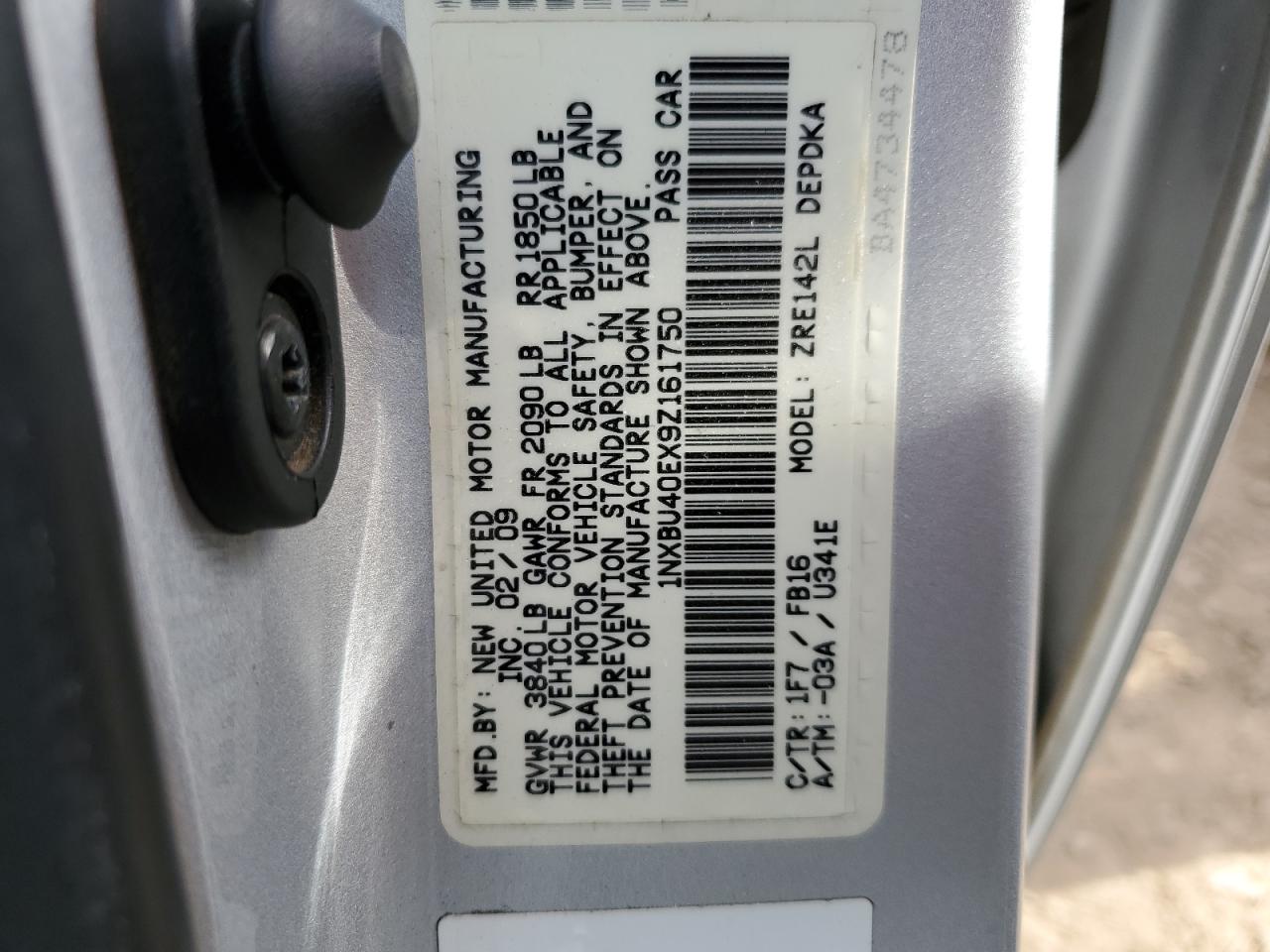 1NXBU40EX9Z161750 2009 Toyota Corolla Base