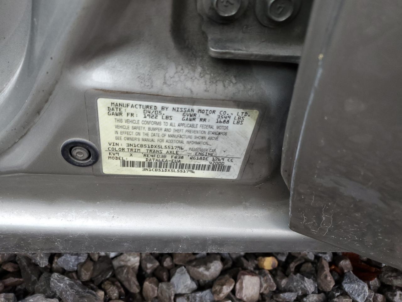 3N1CB51DX5L551796 2005 Nissan Sentra 1.8