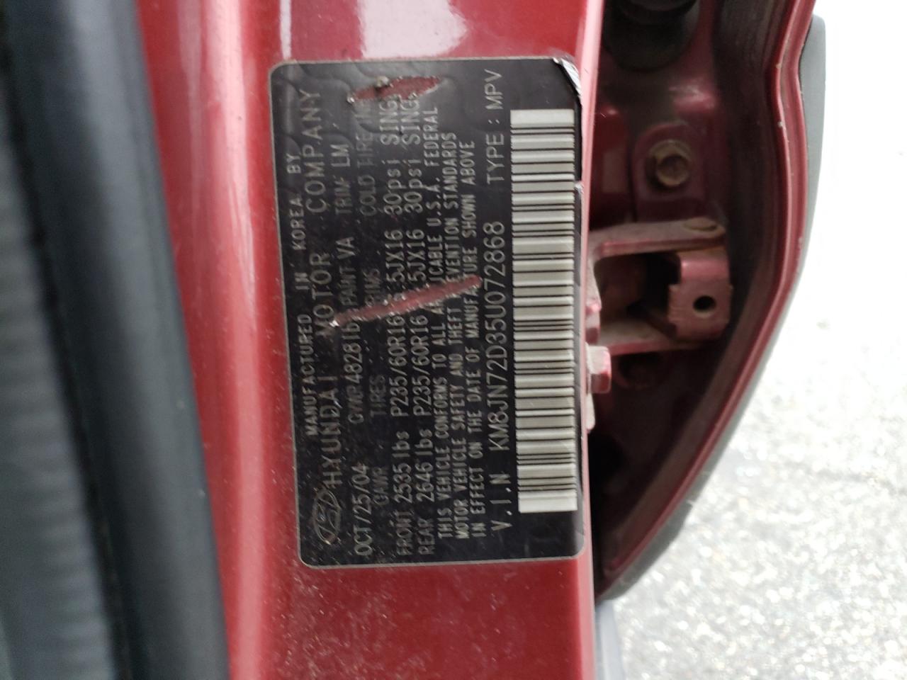 KM8JN72D35U072868 2005 Hyundai Tucson Gls