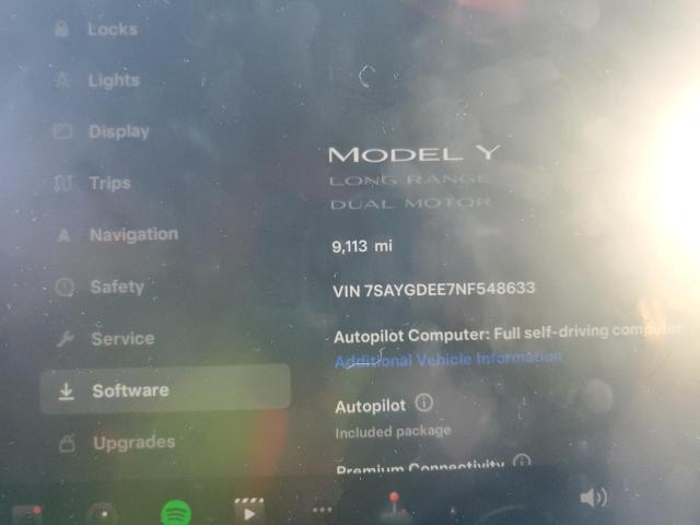 7SAYGDEE7NF548633 | 2022 TESLA MODEL Y