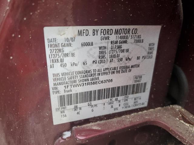 1FTWW31R58EC63705 | 2008 Ford f350 srw super duty