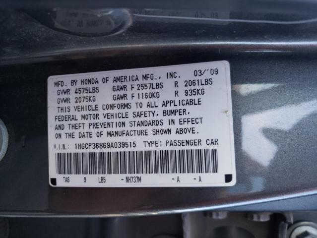 1HGCP36869A039515 | 2009 Honda accord exl