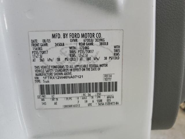 2006 Ford F150 VIN: 1FTRX12W46NA07121 Lot: 78674573