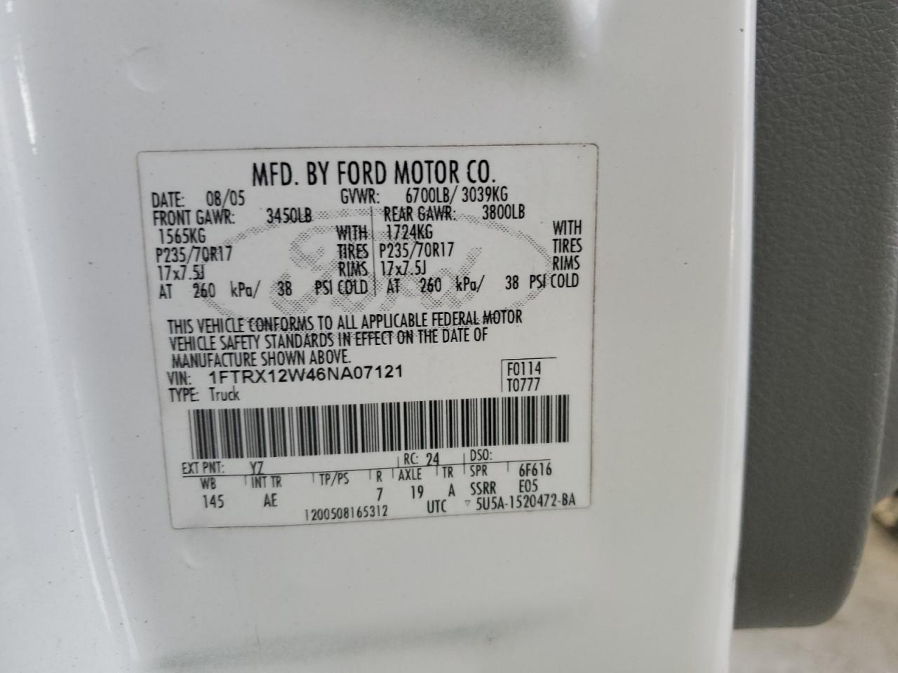 1FTRX12W46NA07121 2006 Ford F150