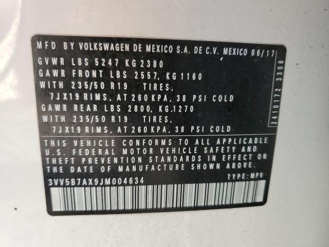 2018 VOLKSWAGEN TIGUAN SEL - 3VV5B7AX9JM004634