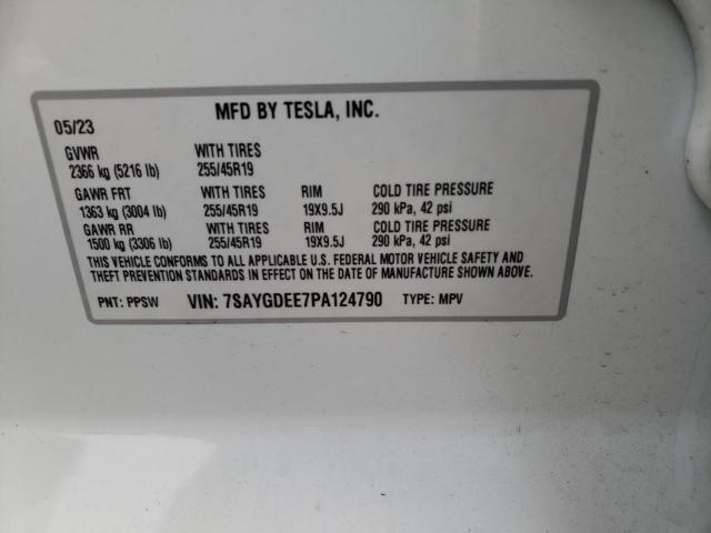 7SAYGDEE7PA124790 | 2023 TESLA MODEL Y