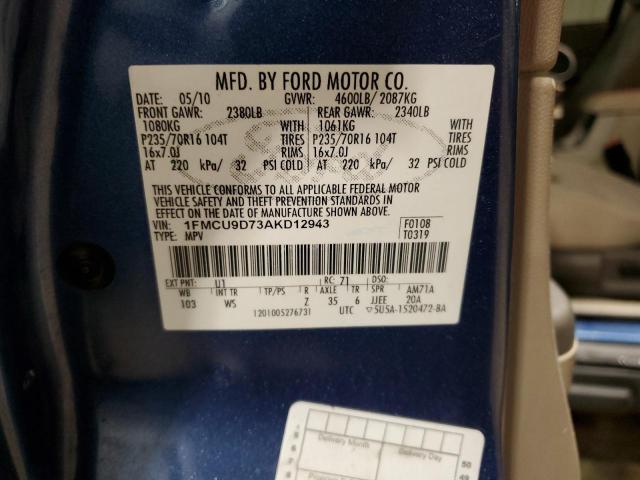 1FMCU9D73AKD12943 | 2010 Ford escape xlt