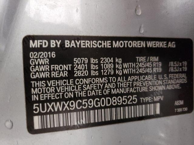 5UXWX9C59G0D89525 | 2016 BMW X3 XDRIVE2