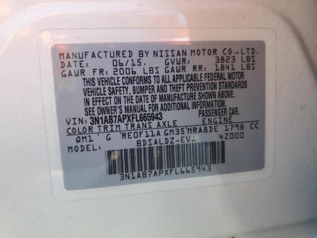 3N1AB7APXFL665943 | 2015 NISSAN SENTRA S