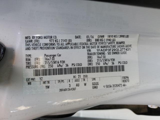 2016 Ford Focus Se VIN: 1FADP3F29GL277431 Lot: 80263963