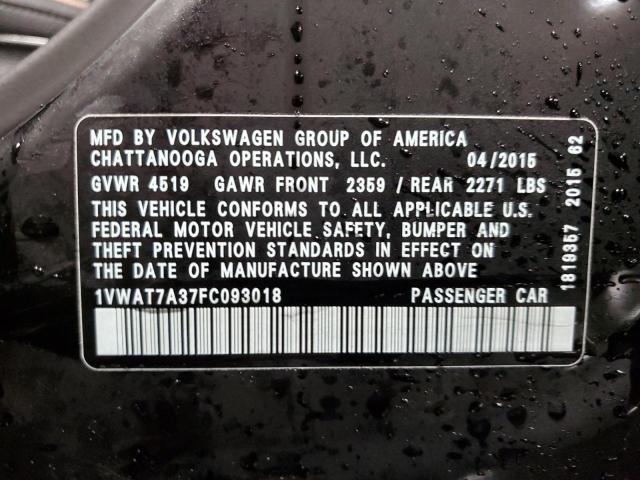 1VWAT7A37FC093018 | 2015 Volkswagen passat s