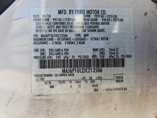 MAJ6P1UL2JC213506 | 2018 FORD ECOSPORT S