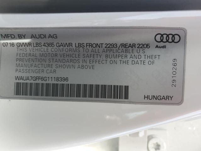 WAUA7GFF6G1118396 | 2016 AUDI A3 PREMIUM