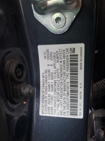 2HGFC1F75MH706718 | 2021 HONDA CIVIC EXL