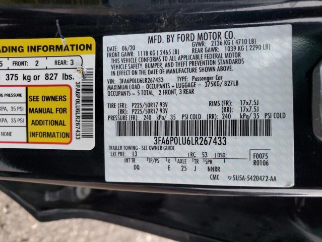 3FA6P0LU6LR267433 2020 FORD FUSION - Image 12