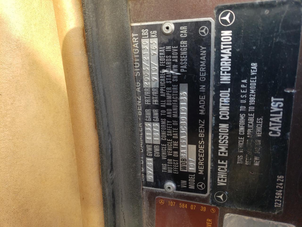 WDBBA45A3CB010186 1982 Mercedes-Benz 380 Sl