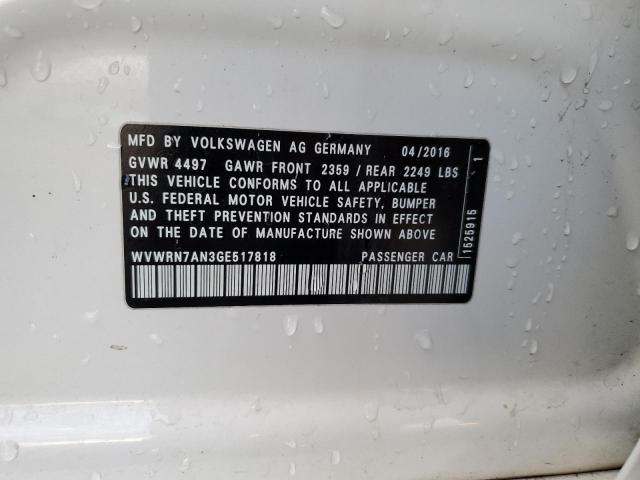 2016 VOLKSWAGEN CC R-LINE WVWRN7AN3GE517818