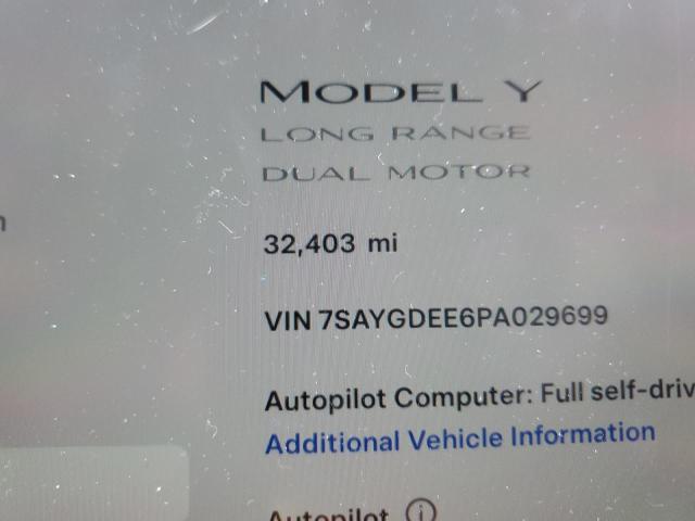 7SAYGDEE6PA029699 | 2023 TESLA MODEL Y