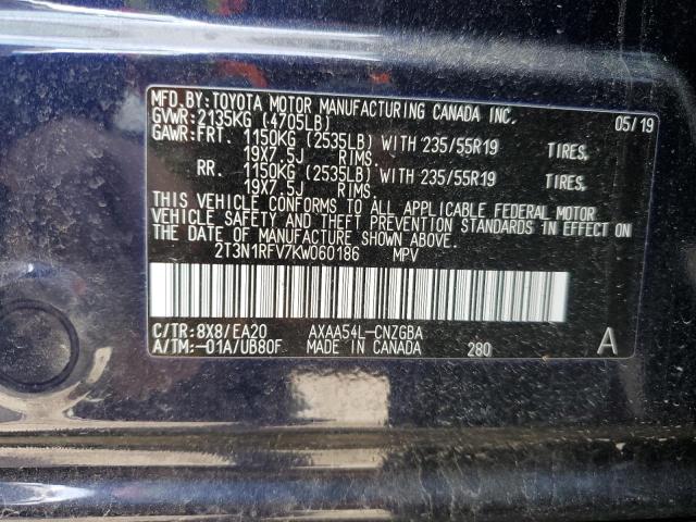 2T3N1RFV7KW060186 | 2019 TOYOTA RAV4 LIMIT