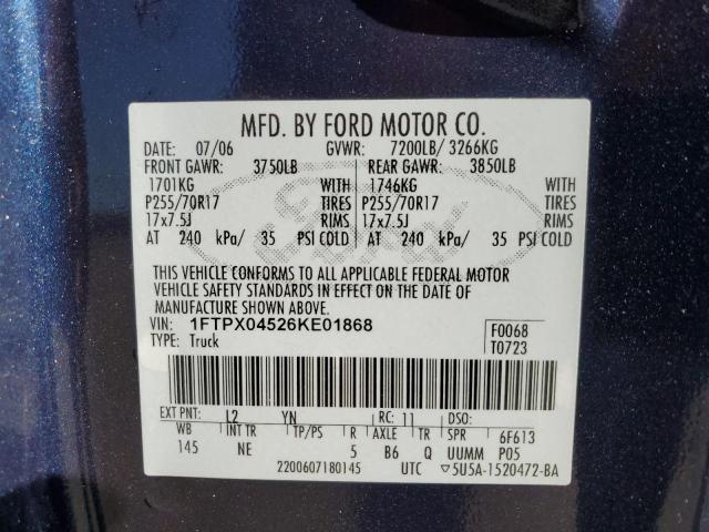 1FTPX04526KE01868 | 2006 Ford f150