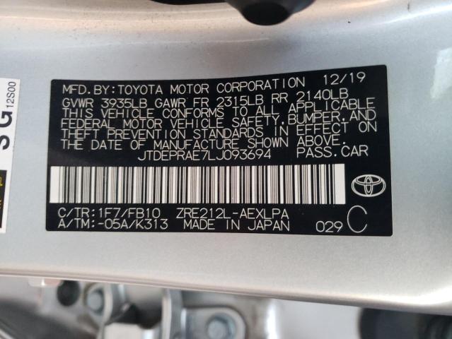 JTDEPRAE7LJ093694 | 2020 TOYOTA COROLLA LE