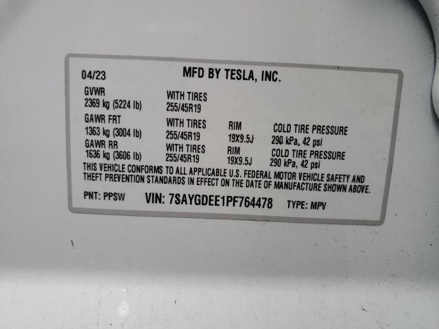 7SAYGDEE1PF764478 | 2023 TESLA MODEL Y