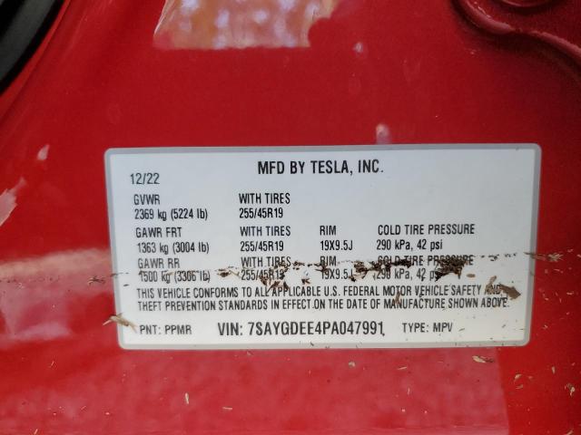 7SAYGDEE4PA047991 | 2023 Tesla model y