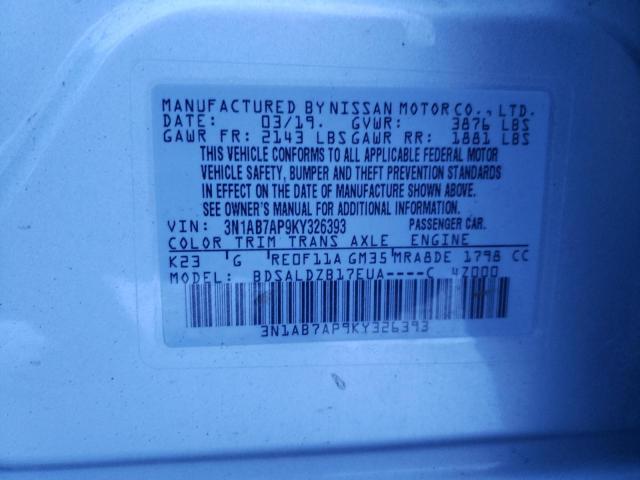 2019 NISSAN SENTRA S - 3N1AB7AP9KY326393