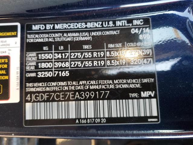 VIN 4JGDF7CE7EA399177 2014 Mercedes-Benz GL-Class, ... no.12