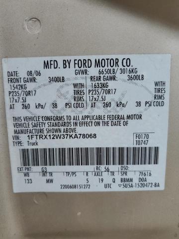 1FTRX12W37KA78068 | 2007 Ford f150