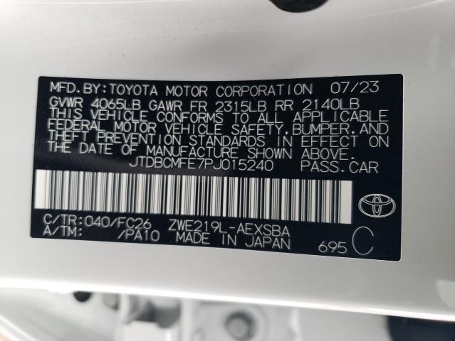 JTDBCMFE7PJ015240 | 2023 TOYOTA COROLLA LE