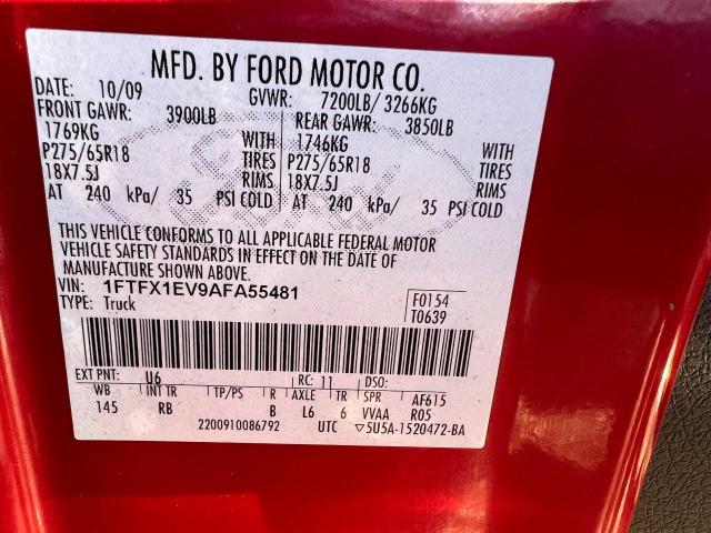 1FTFX1EV9AFA55481 | 2010 Ford f150 super cab